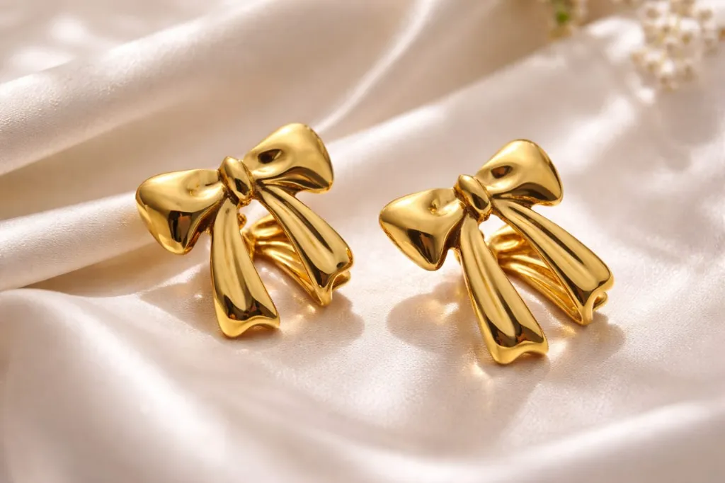 Golden Bow Elegance Earrings