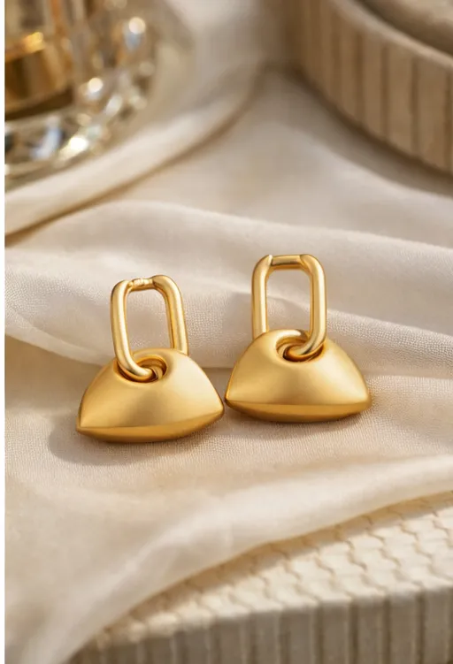 Luna Matte Gold Link Earrings